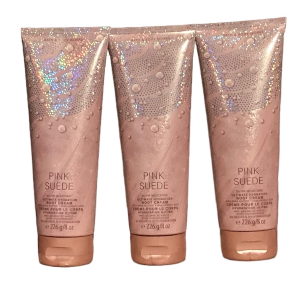 3 PINK SUEDE ULTIMATE HYDRATION BODY CREAM 8 oz. Bath & Body Works New - Picture 2 of 2